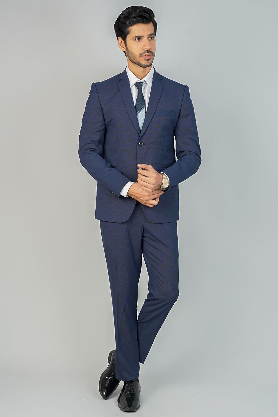 Buy Wintage Men's Poly Viscose Blue PC Suit