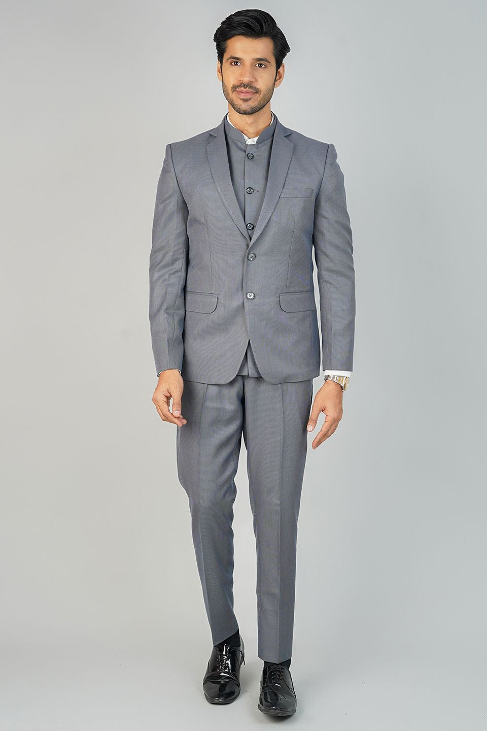 Buy Wintage Men's Poly Viscose Grey PC Suit