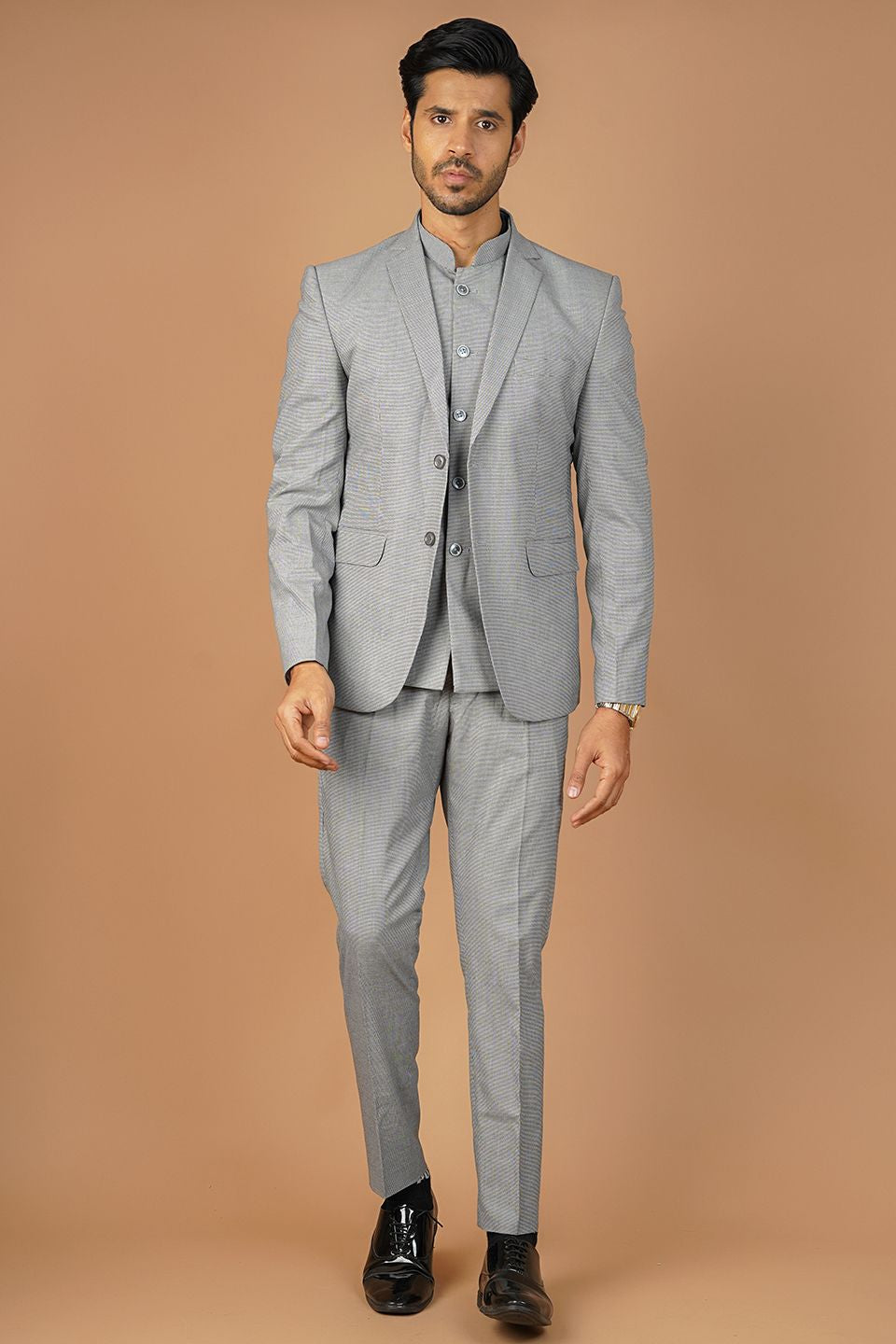 Buy Wintage Men's Poly Viscose Grey PC Suit