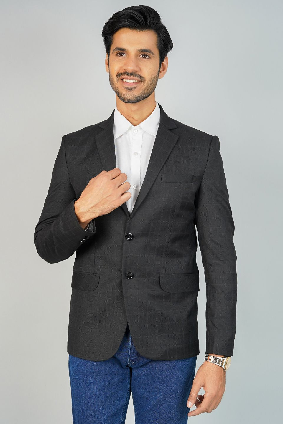 Buy Wintage Men's Poly Viscose Black Blazer