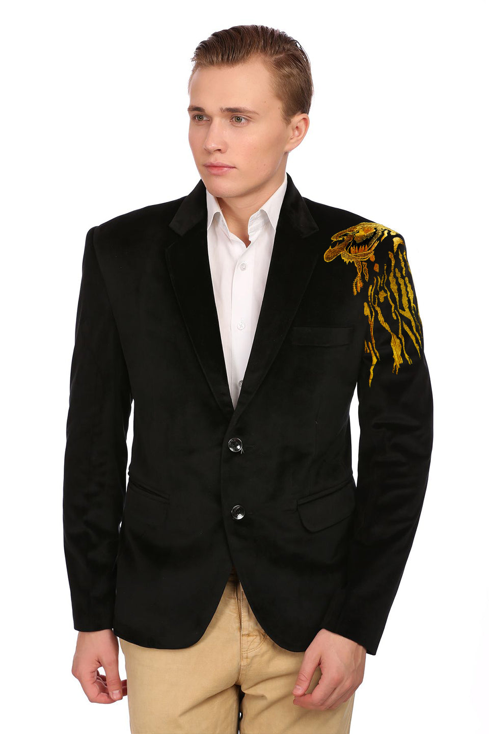 Wintage MensGold Embroidered Black Blazer