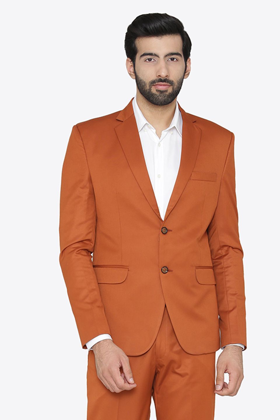 Wintage Men's Polyester Cotton Festive and Casual Blazer Coat Jacket Orange