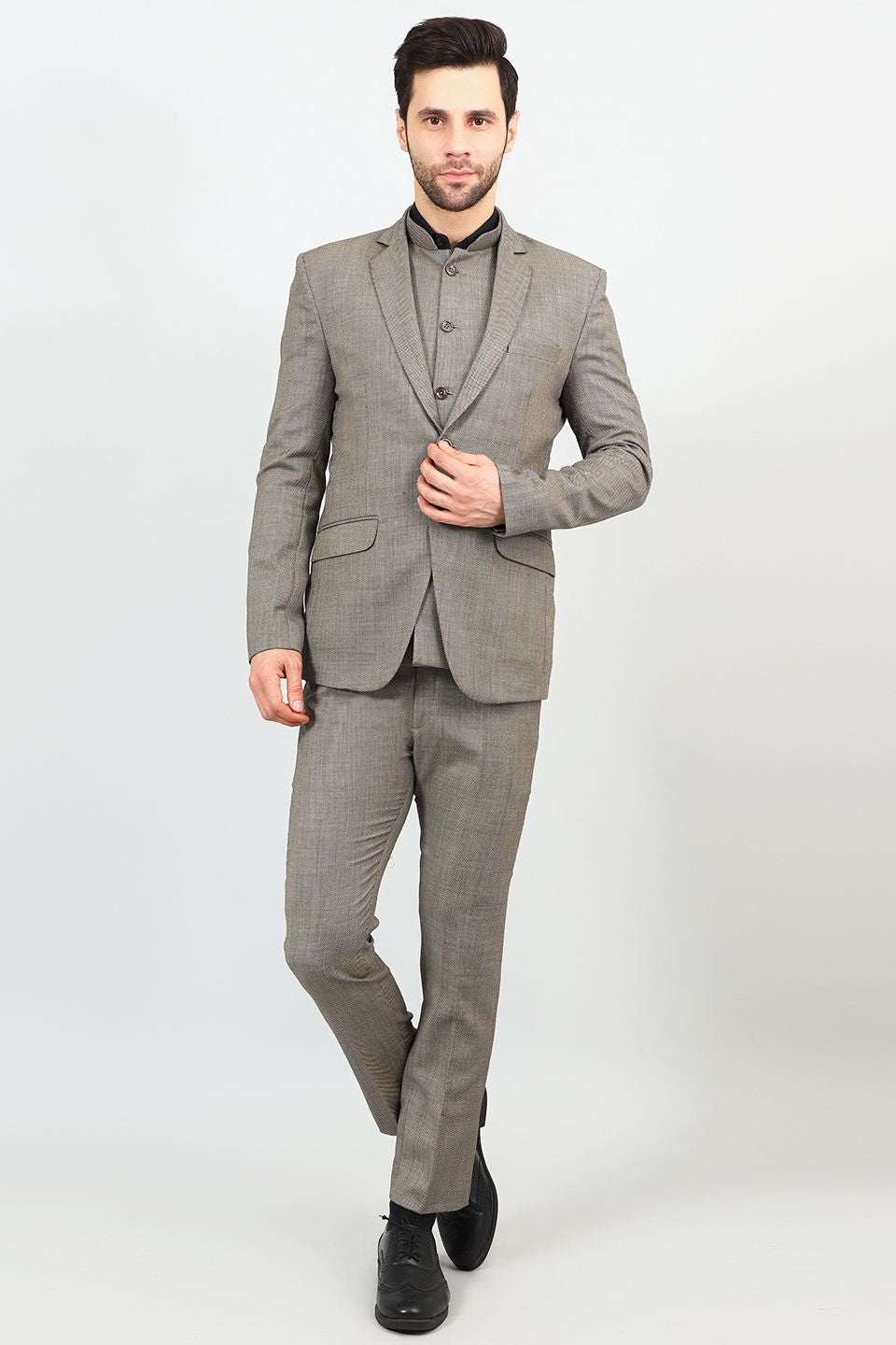Mens Three Piece Suit - Vested Suit Mens Suny Vested Gray 3 Piece Suit Pleated Pants main image 1