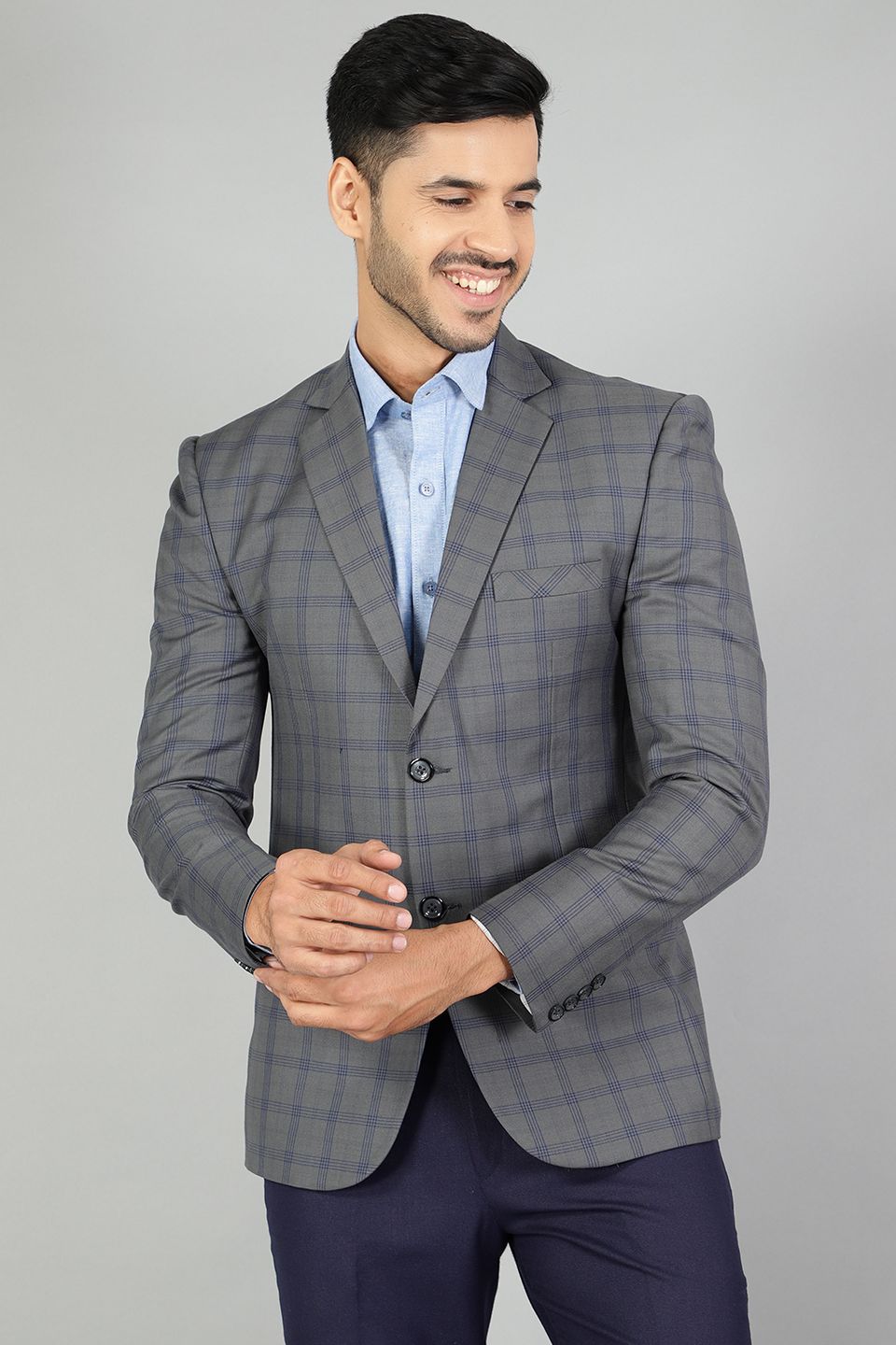 Gray check blazer best sale