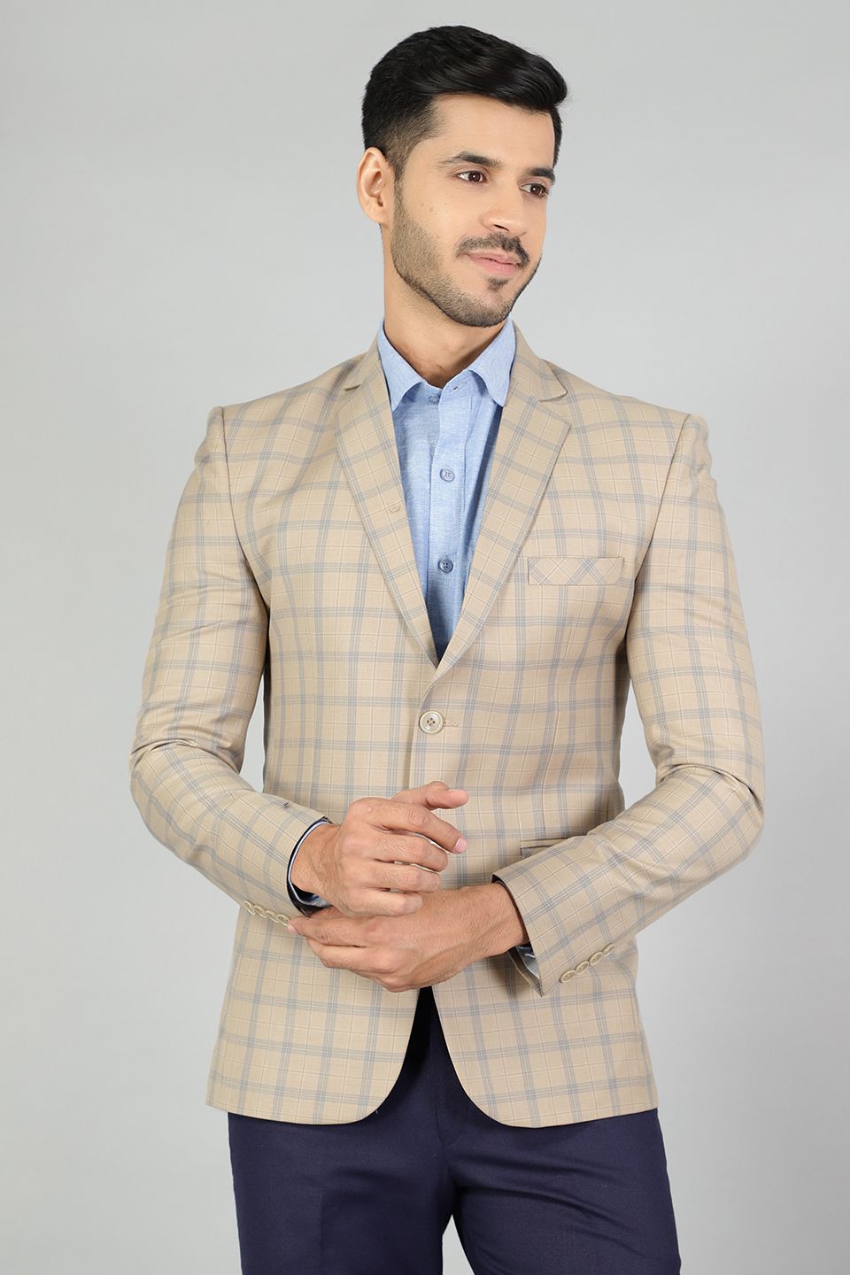 Cream checked blazer sale
