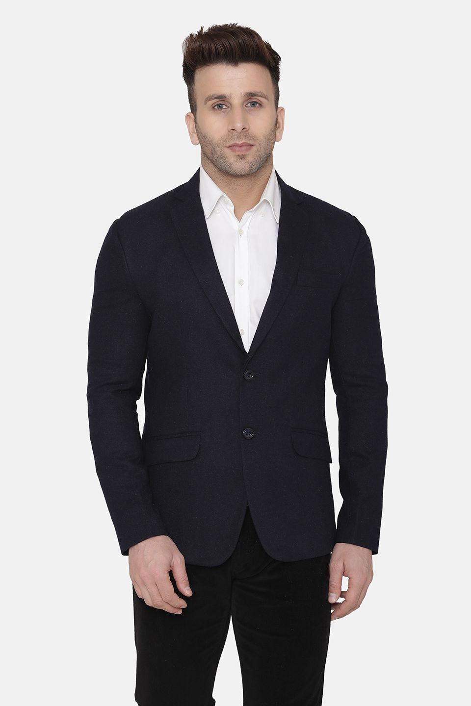 Wintage Men's Wool Casual and Festive Blazer Coat Jacket Navy Blue