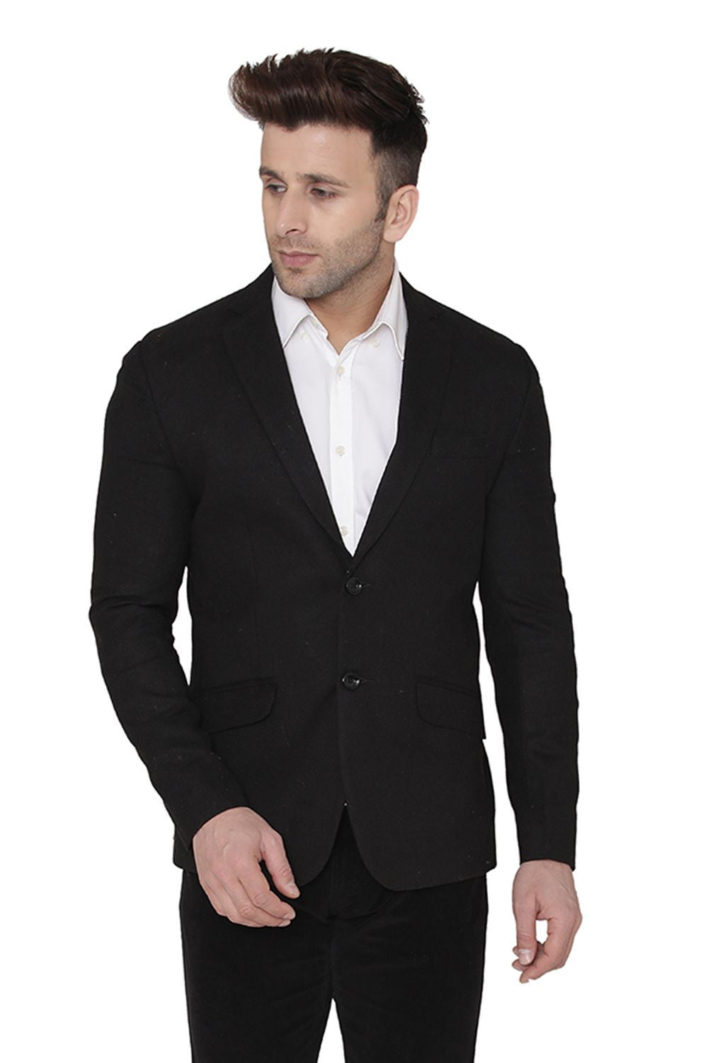 Wintage Men's Wool Casual and Festive Blazer Coat Jacket Black
