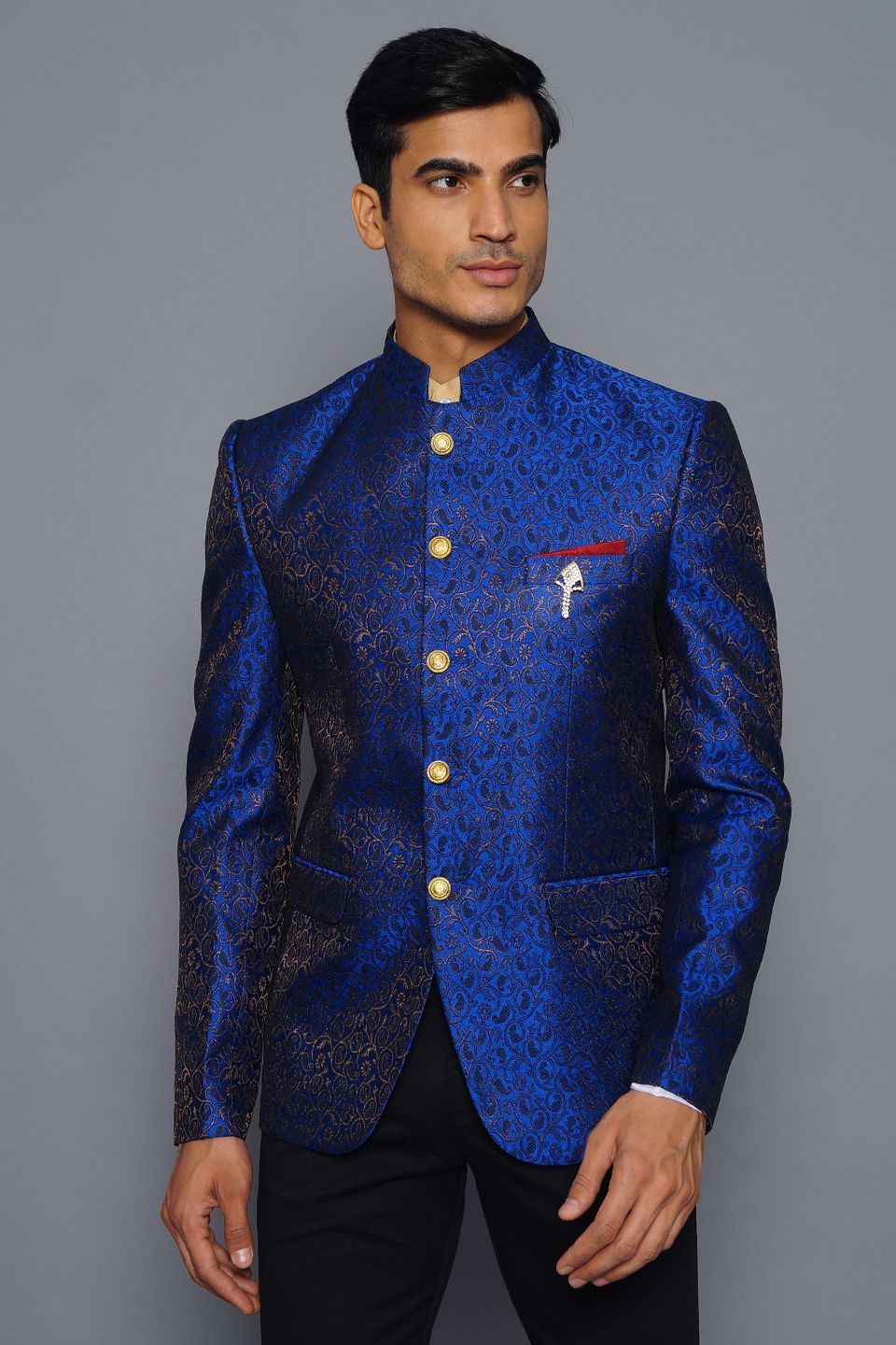 Blue bandhgala blazer top