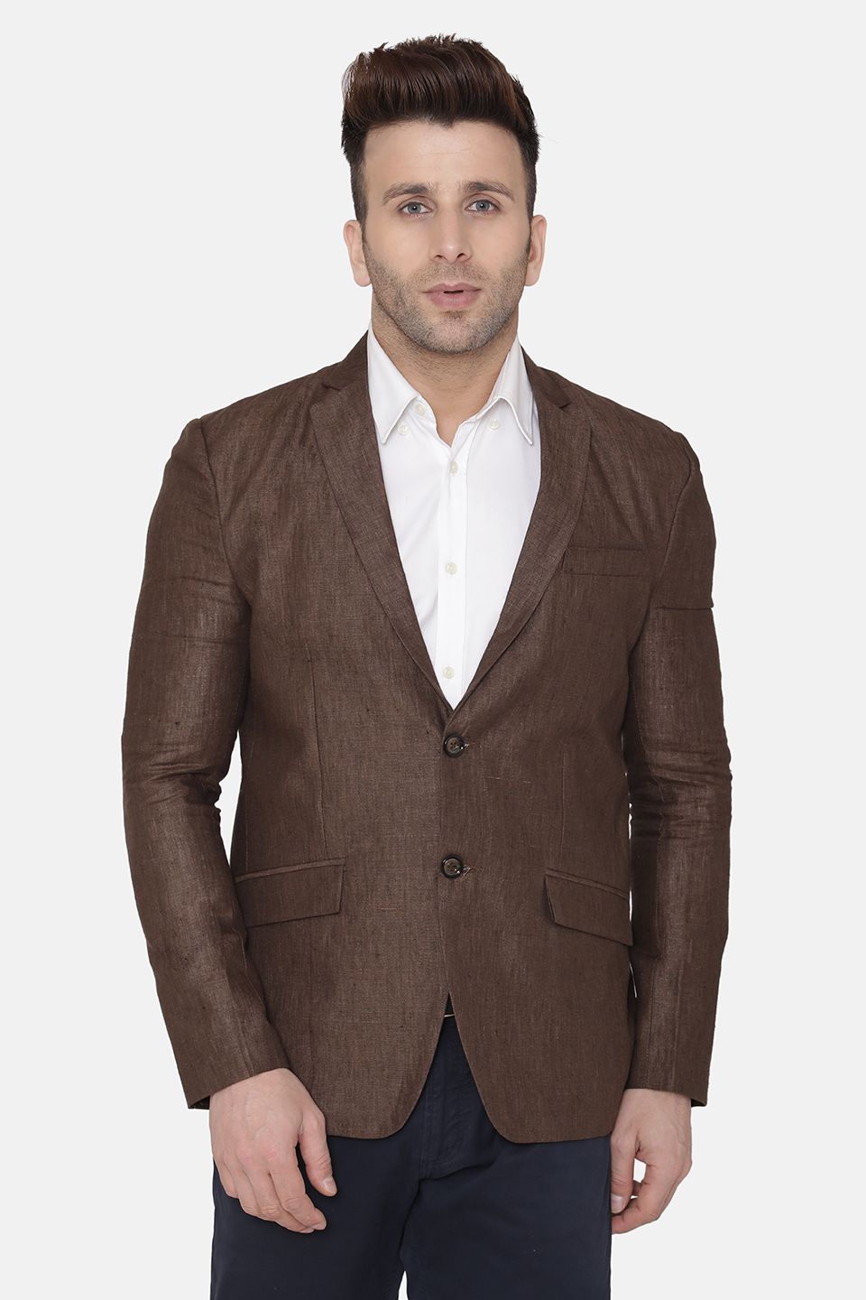 Wintage Men's Linen Casual and Festive Blazer Coat Jacket : Brown