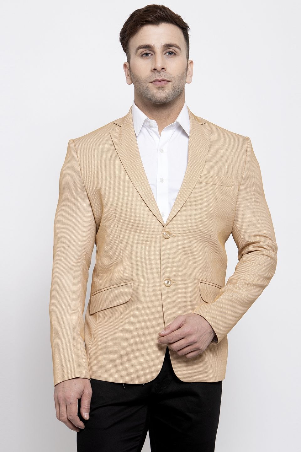WINTAGE Men's Polyester Cotton Festive and Casual Blazer Coat Jacket :  Silver