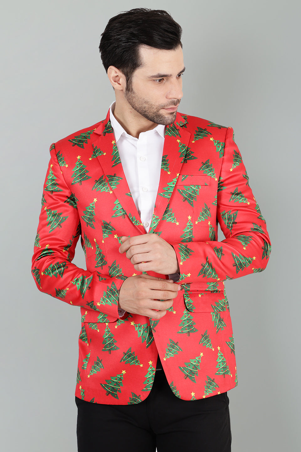 Satin red blazer shop