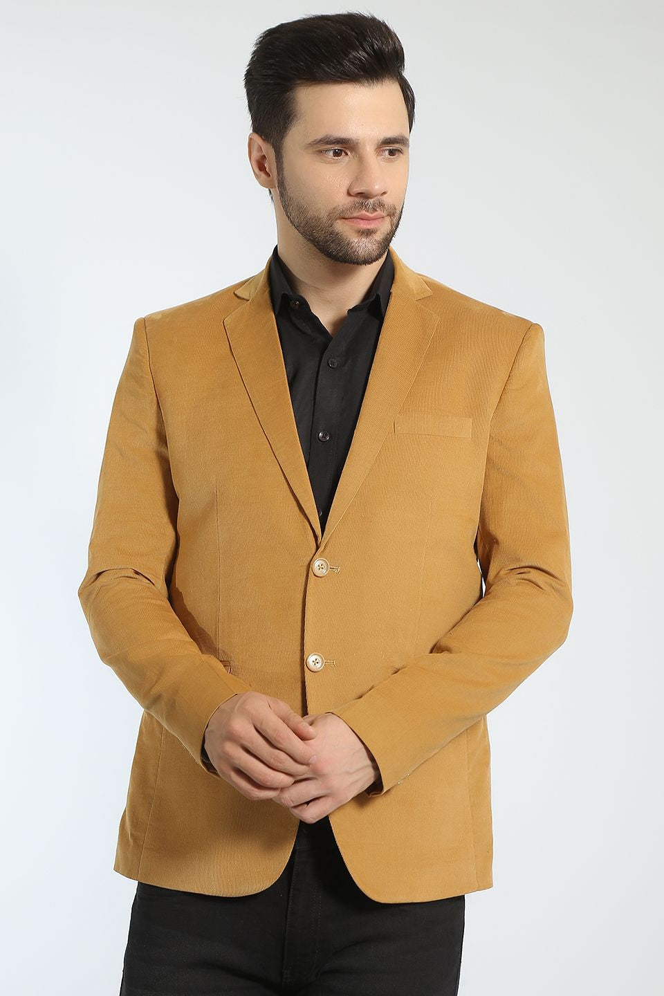WINTAGE Men's Corduroy Cotton Yellow Blazer Yellow