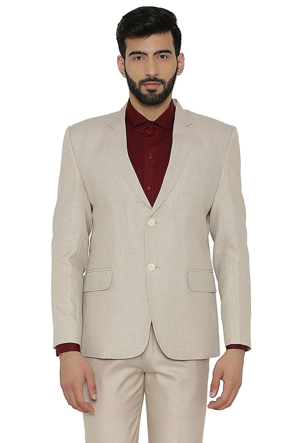 Wintage Men's Linen Tailored Fit Solid Evening/Casual Blazer Coat Jacket Beige