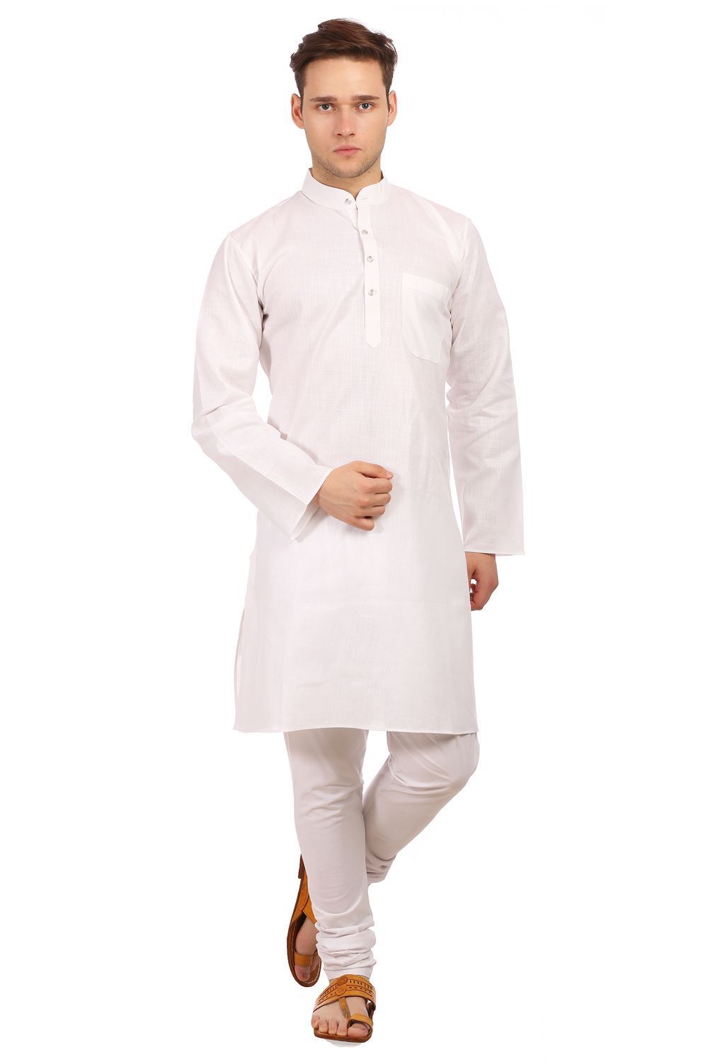 Wintage Men s Cotton Silk Festive and Casual White Kurta Churidar Pajama Pyjama