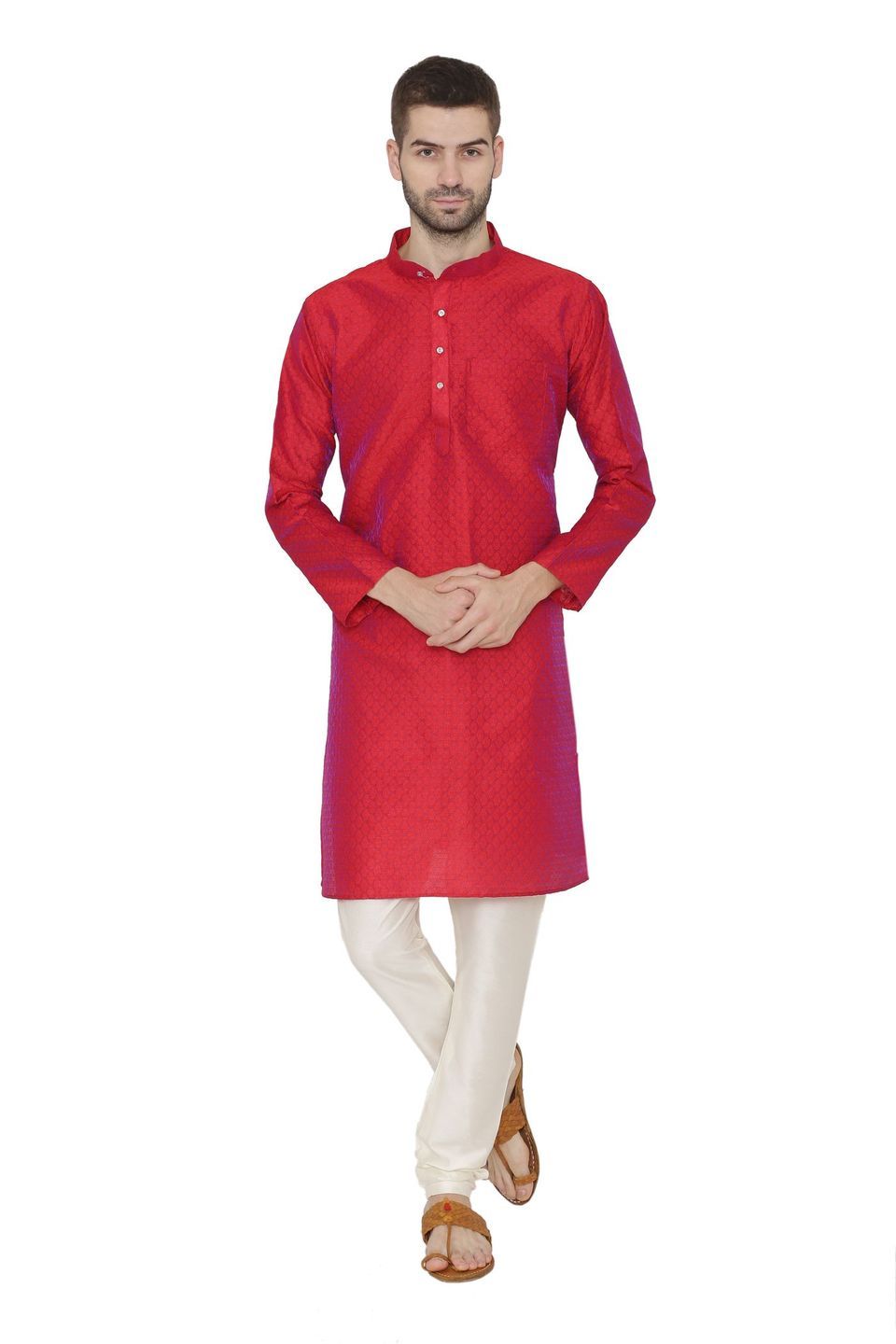 Red Banarasi Chudidar Straight main image 0