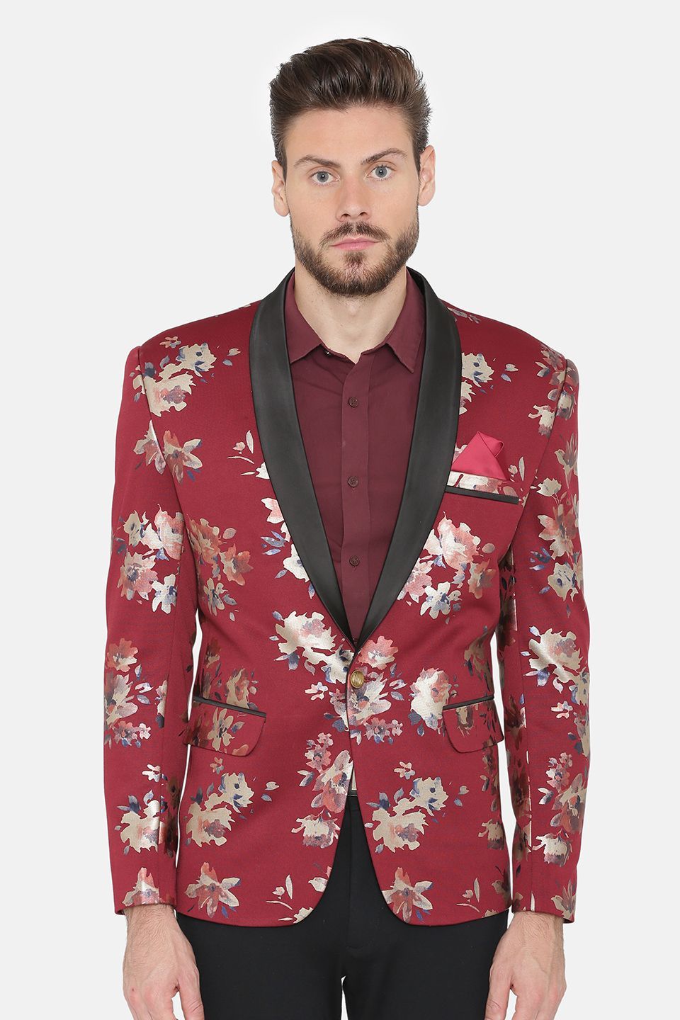 Wintage Men's Digital Rayon Print Party/Festive Tuxedo Blazer Jacket Multicolor