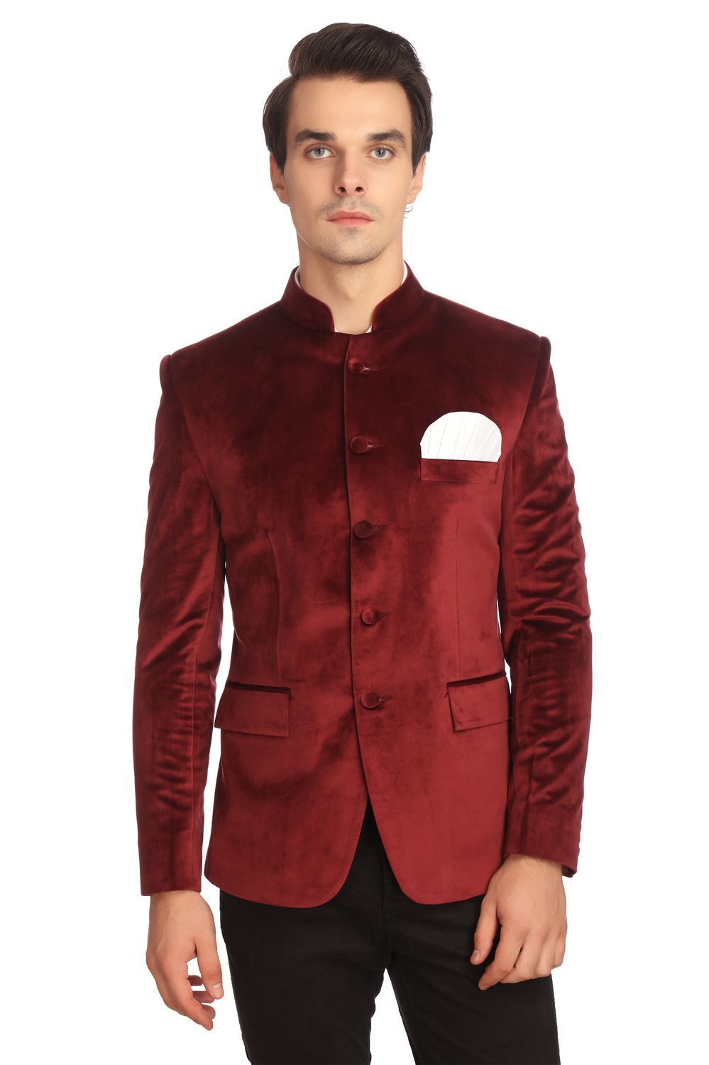 Red new arrivals velvet bandhgala