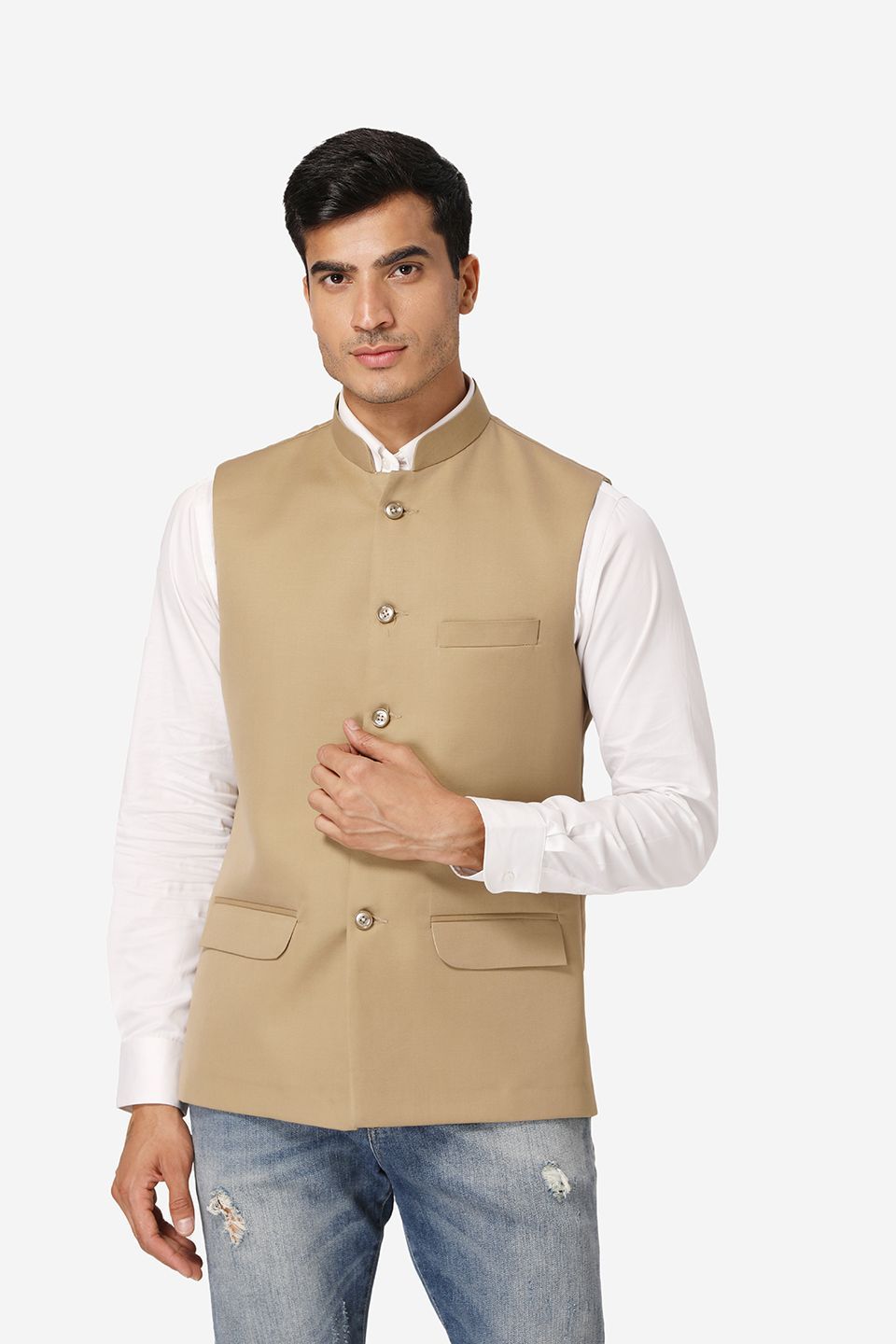 Wintage Men's Poly Cotton Festive and Casual Nehru Jacket Vest