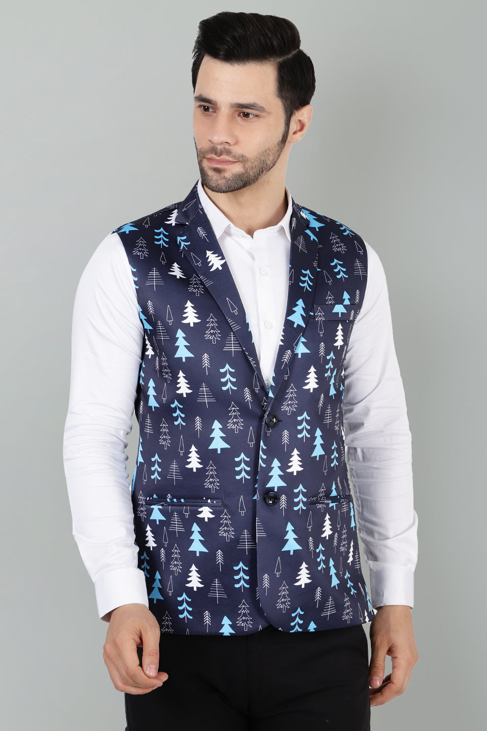 Polyester Cotton Christmas Blue Jacket Vest Waistcoat