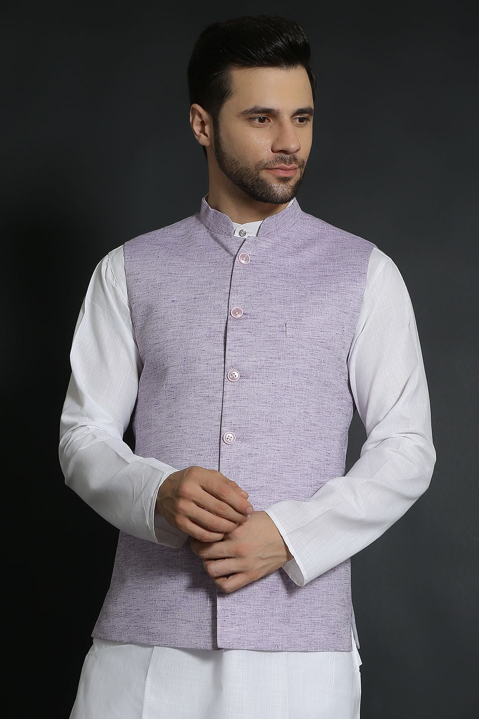 strapless open back dress WINTAGE Men's Linen Cotton Purple Modi Nehru Jacket : Purple