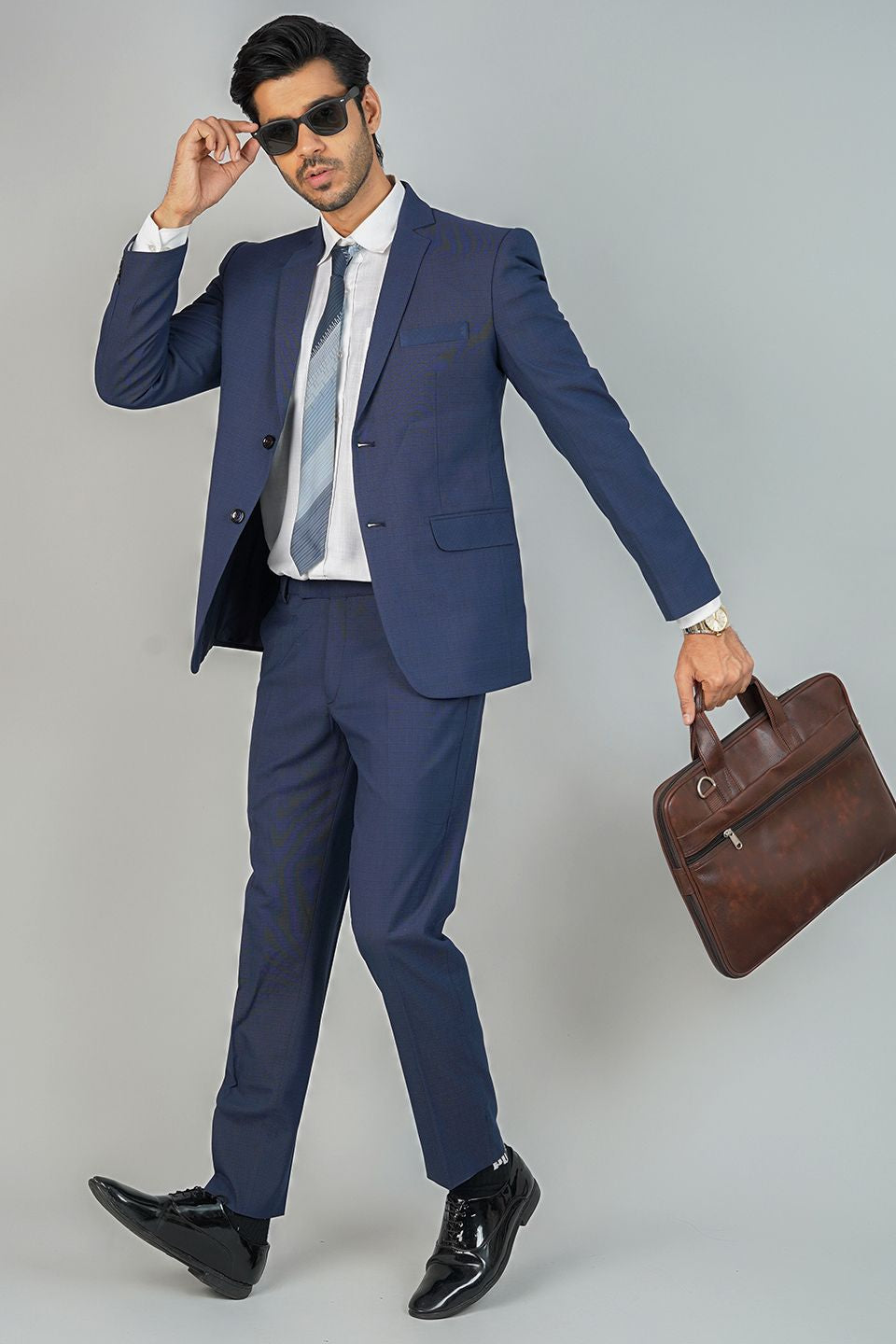 Poly Viscose Blue 2 PC Suit