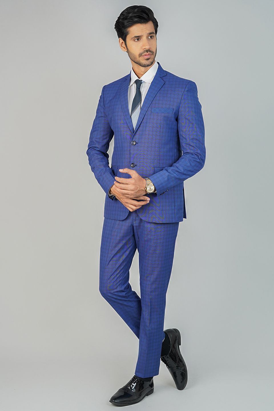 Poly Viscose Blue 2 PC Suit