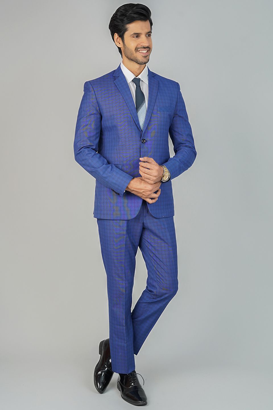 Poly Viscose Blue 2 PC Suit