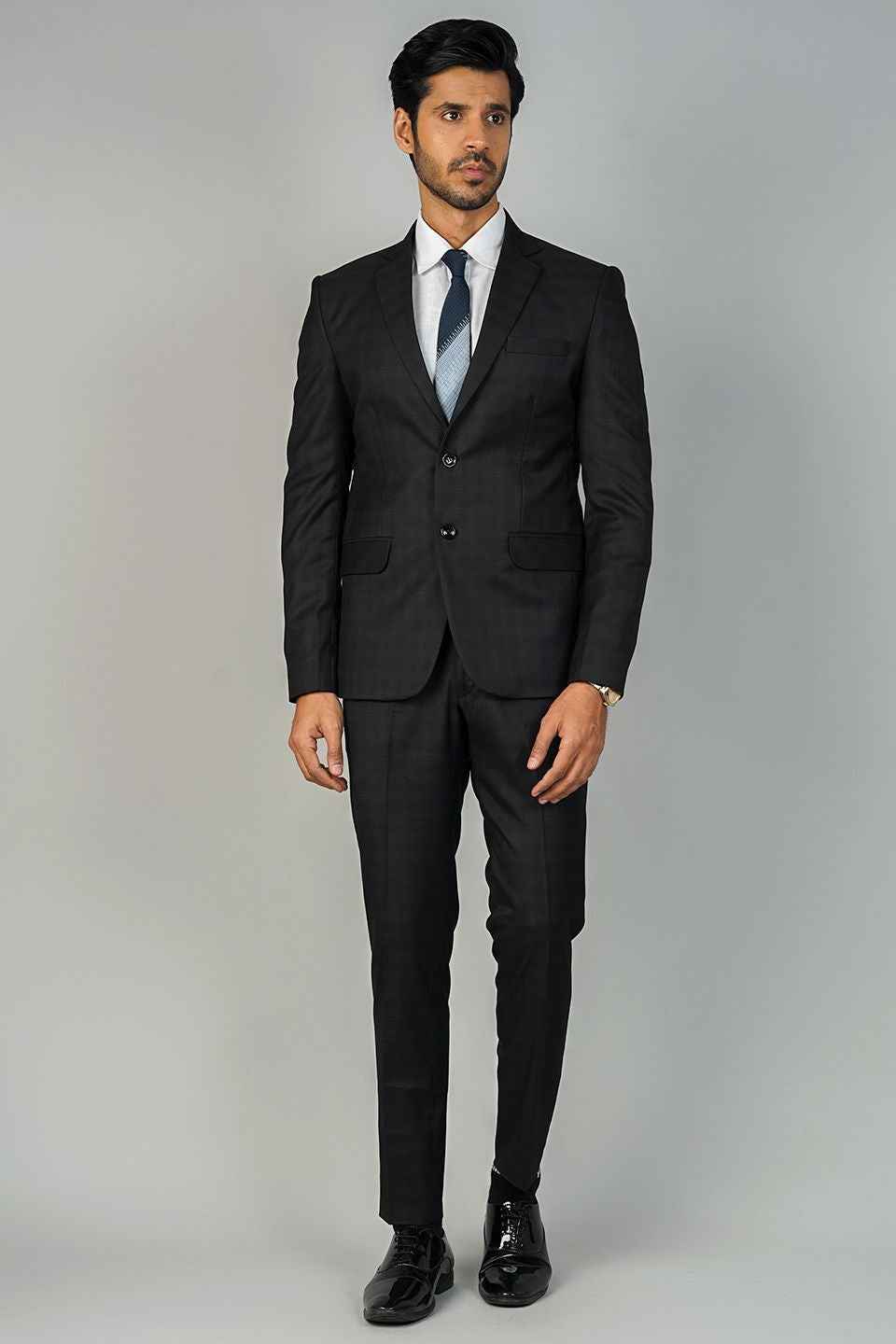 Poly Viscose Black 2 PC Suit