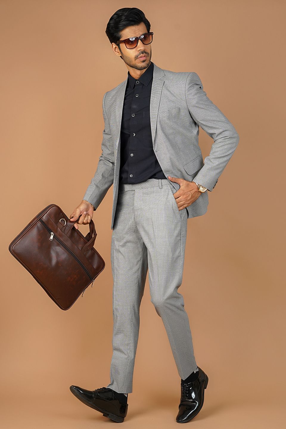 Poly Viscose Grey 2 PC Suit