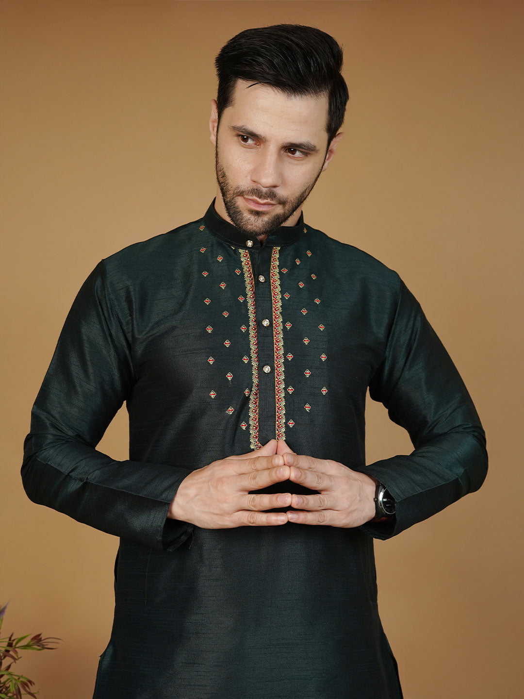 Banarasi Art Silk Green Kurta