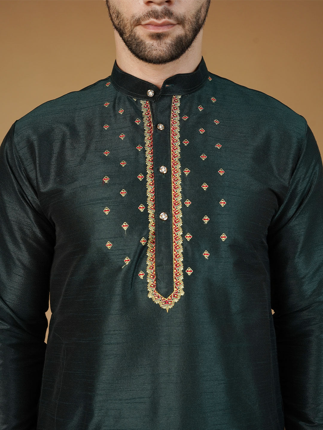 Banarasi Art Silk Green Kurta
