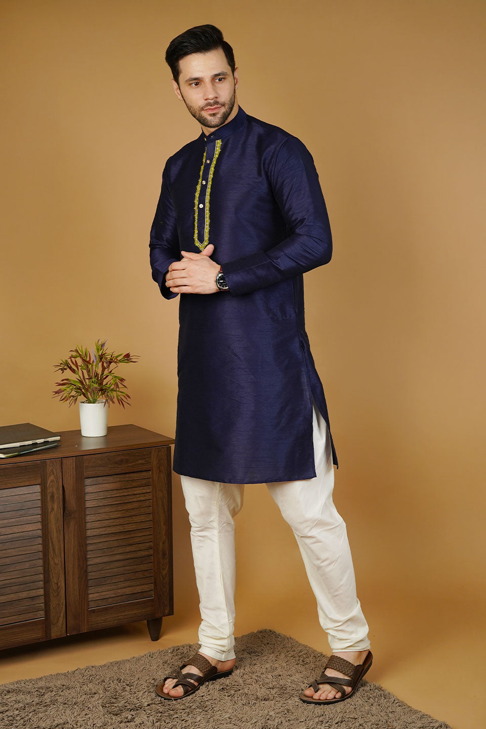 Banarasi Art Silk Blue 2 Kurta
