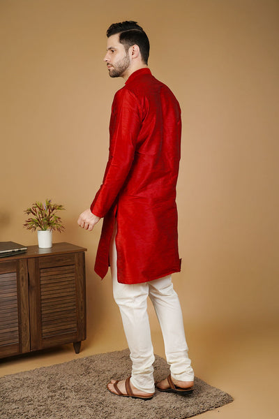 Banarasi Art Silk Red Kurta