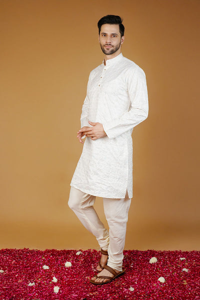 Rayon Emrbroidery White1 Kurta