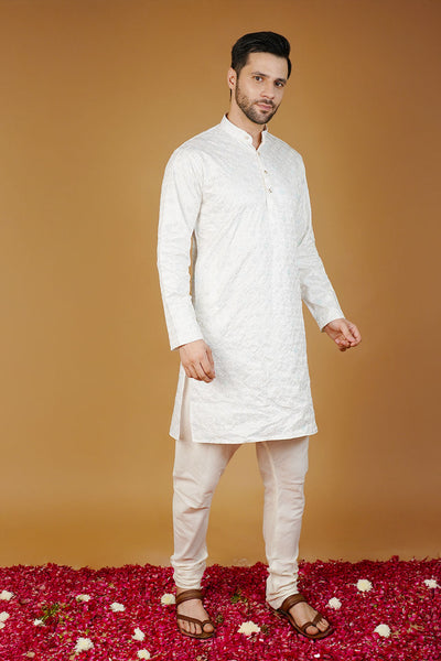Rayon Emrbroidery White1 Kurta