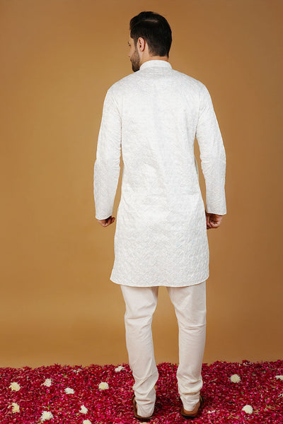 Rayon Emrbroidery White1 Kurta