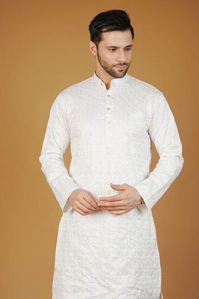 Rayon Emrbroidery White1 Kurta