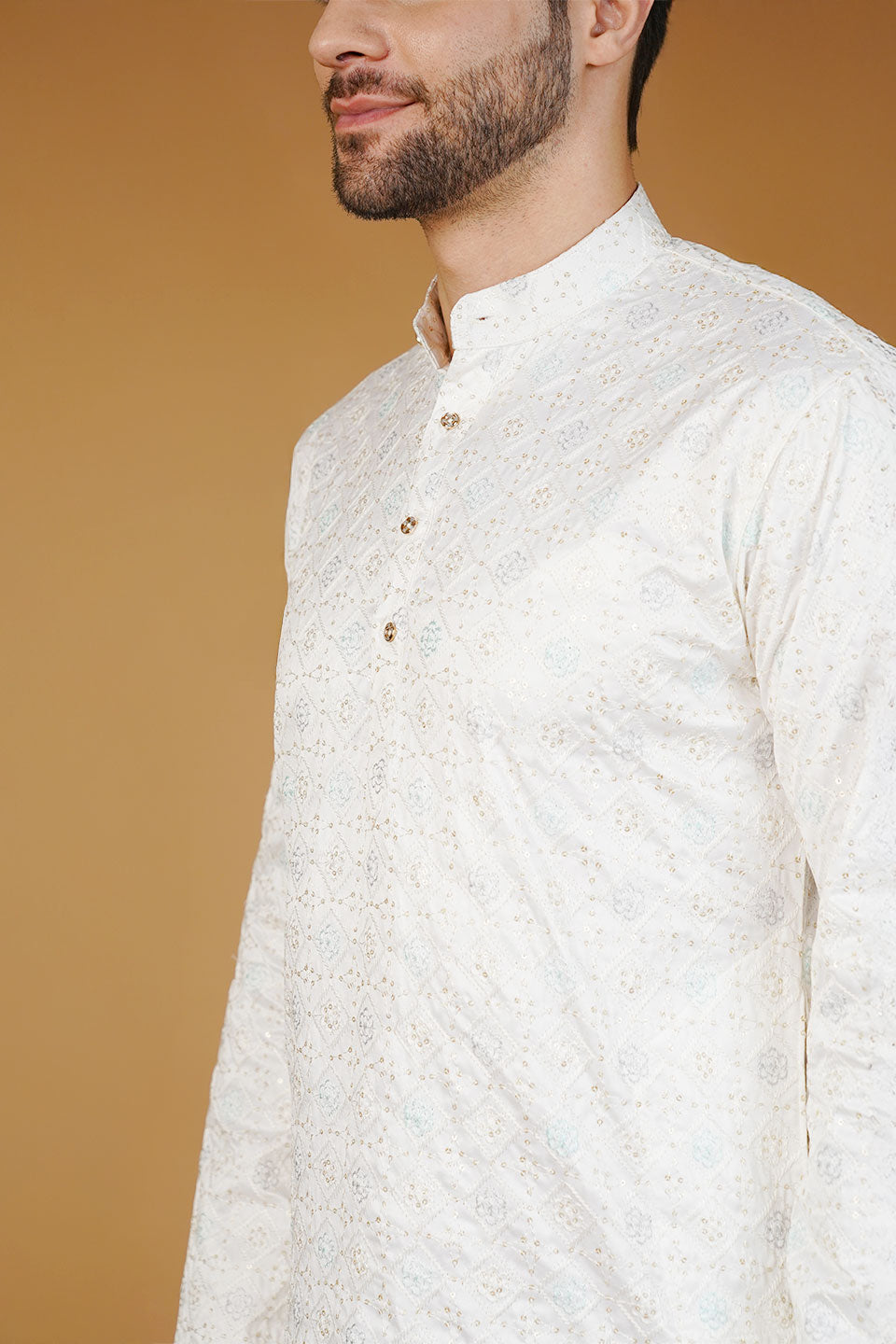 Rayon Emrbroidery White1 Kurta