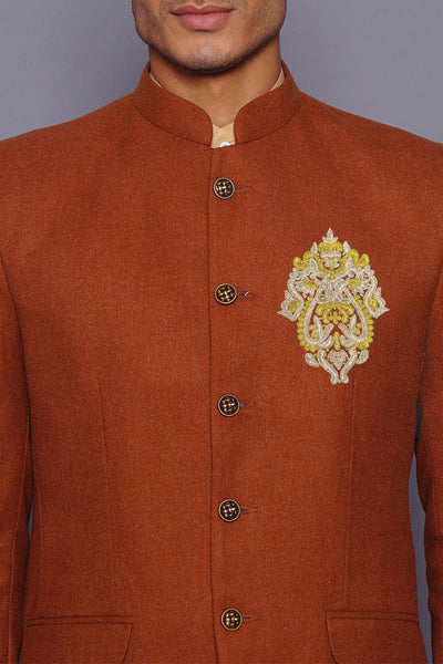 Wool Red Bandhgala with Embroidery