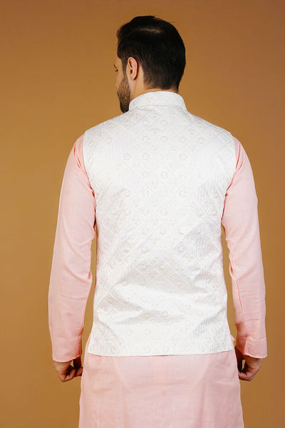 Rayon Emrbroidery White Waistcoat