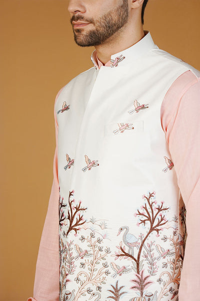 Rayon Emrbroidery White1 Waistcoat