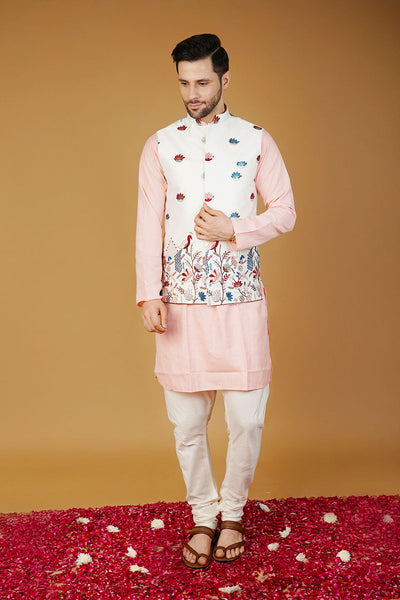 Rayon Emrbroidery White Waistcoat