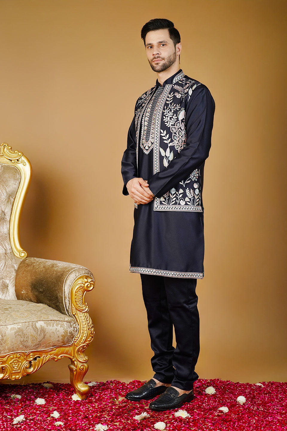 Rayon Emrbroidery Black 1 Kurta Set