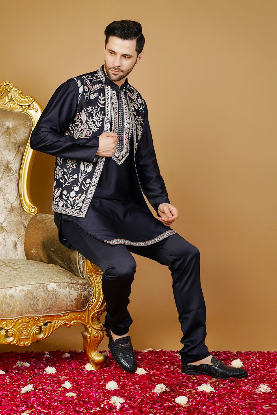 Rayon Emrbroidery Black 1 Kurta Set