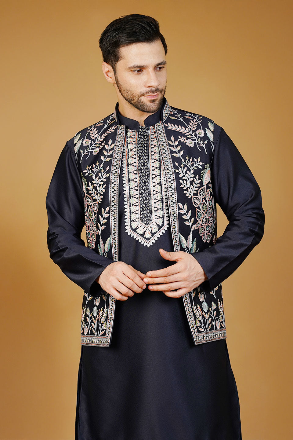 Rayon Emrbroidery Black 1 Kurta Set