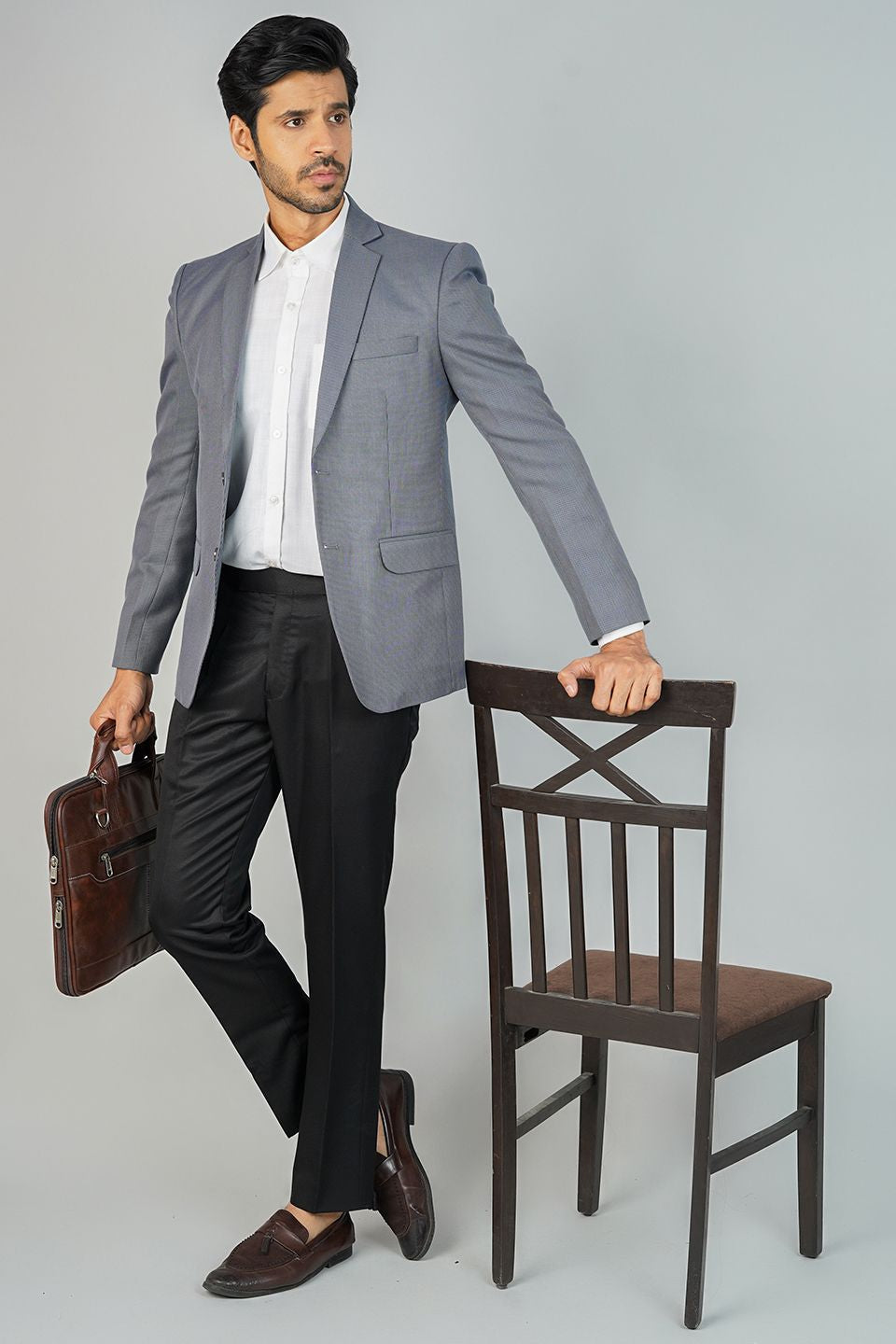 Buy Wintage Men's Poly Viscose Grey Blazer Buy Wintage Men's Poly Viscose Grey Blazer