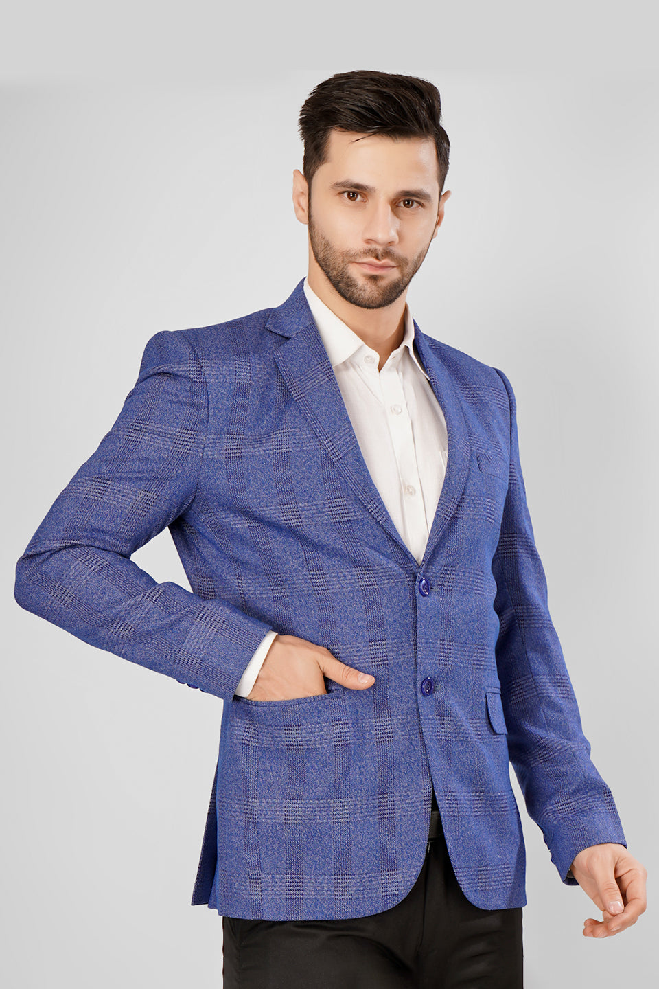 Tweed Check Blue Blazer