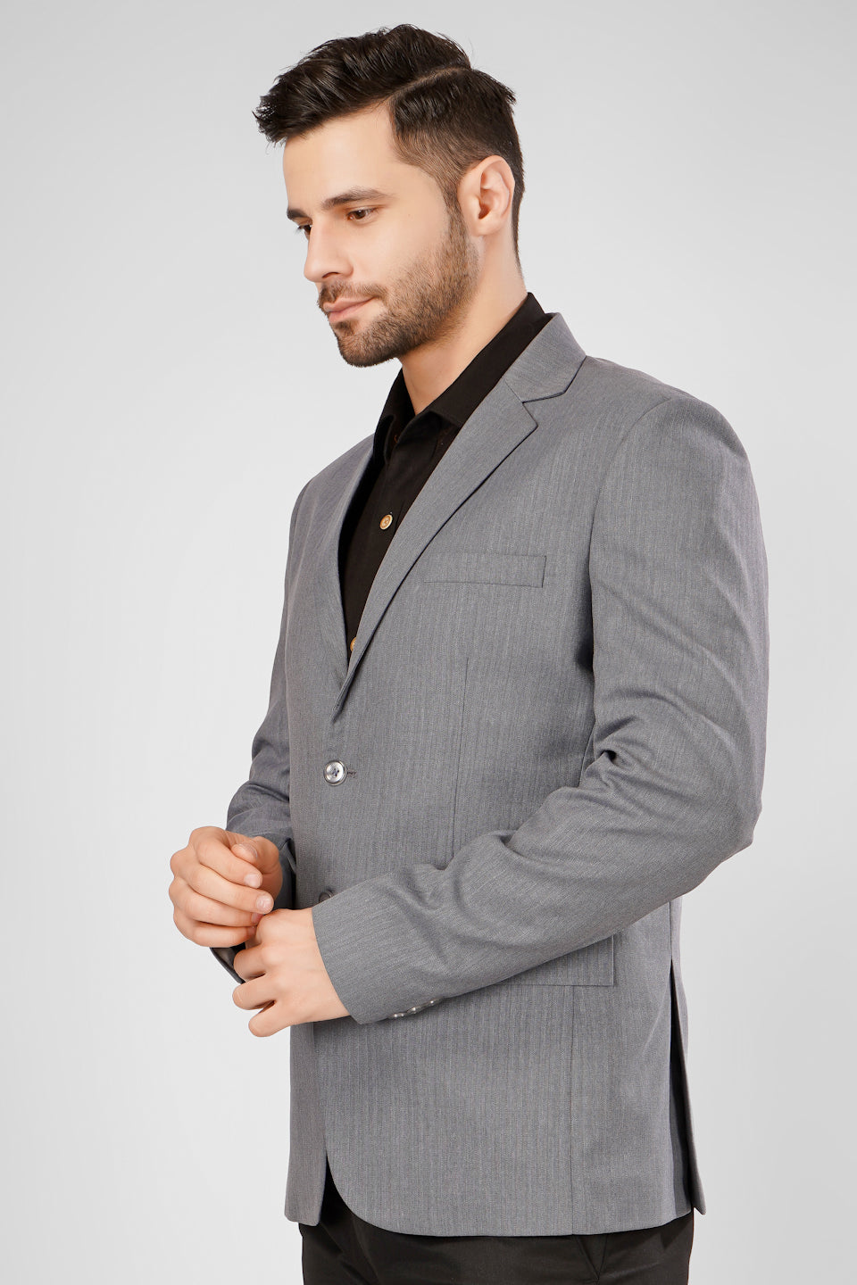 Polyester Cotton Grey Blazer