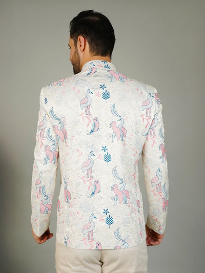 Rayon Emrbroidery White Bandhgala