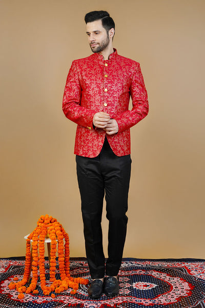 Rayon Red Bandhgala